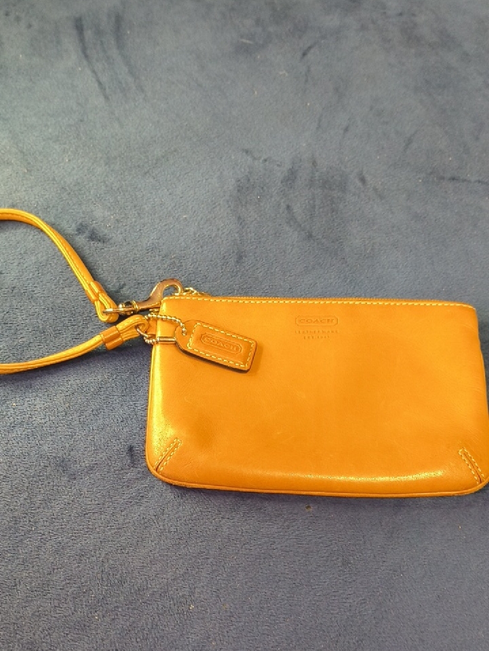 Coach Orange Leather Wristlet with Removable Strap